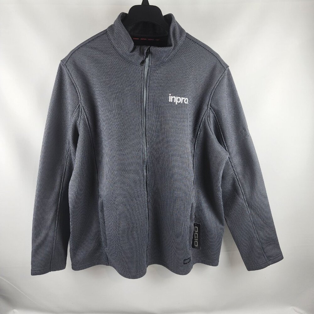 OGIO OG727 Grit Fleece Full Zip Jacket Gray Logo Inpro Size 3XL NWT